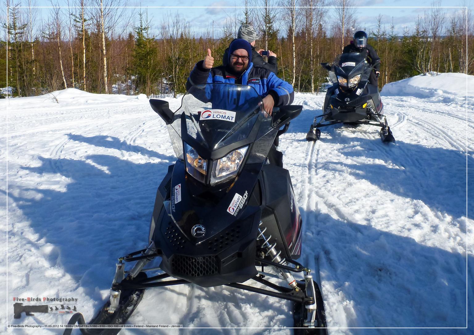 Me on the snowmobile near the city of Jämsä during our skidoo tour